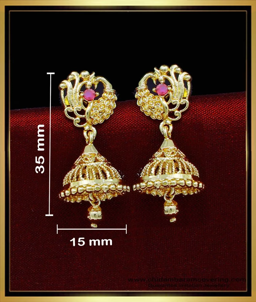 Gold Finish Lotus Jhumkas - South India Jewels