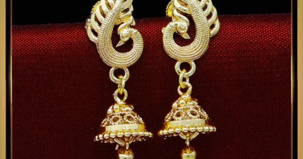 Amazing Gold tone Peacock Jumka EA302 | Tarathi Jewels