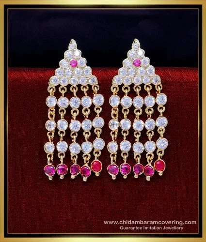 22K Gold Plated Indian 3 Steps Jhumka with Long Chain Earrings Wedding  Jewlery | eBay