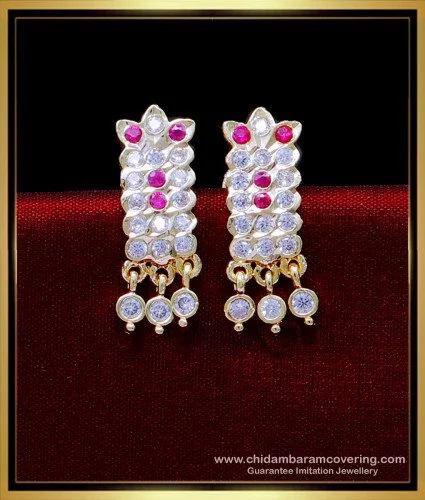 Buy Pink Rose Gold Long American Diamond Earrings/contemporary Bridal  Earrings/cocktail Earrings Online in India - Etsy