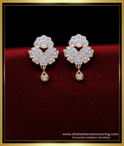 Buy Cute Small High Quality Full Ad Stone Floral Design Earring for Girls