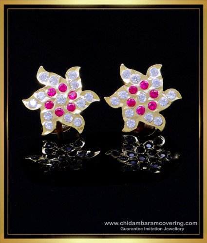 ERG2003 - Unique Flower Design Impon Gold Plated Earrings Studs