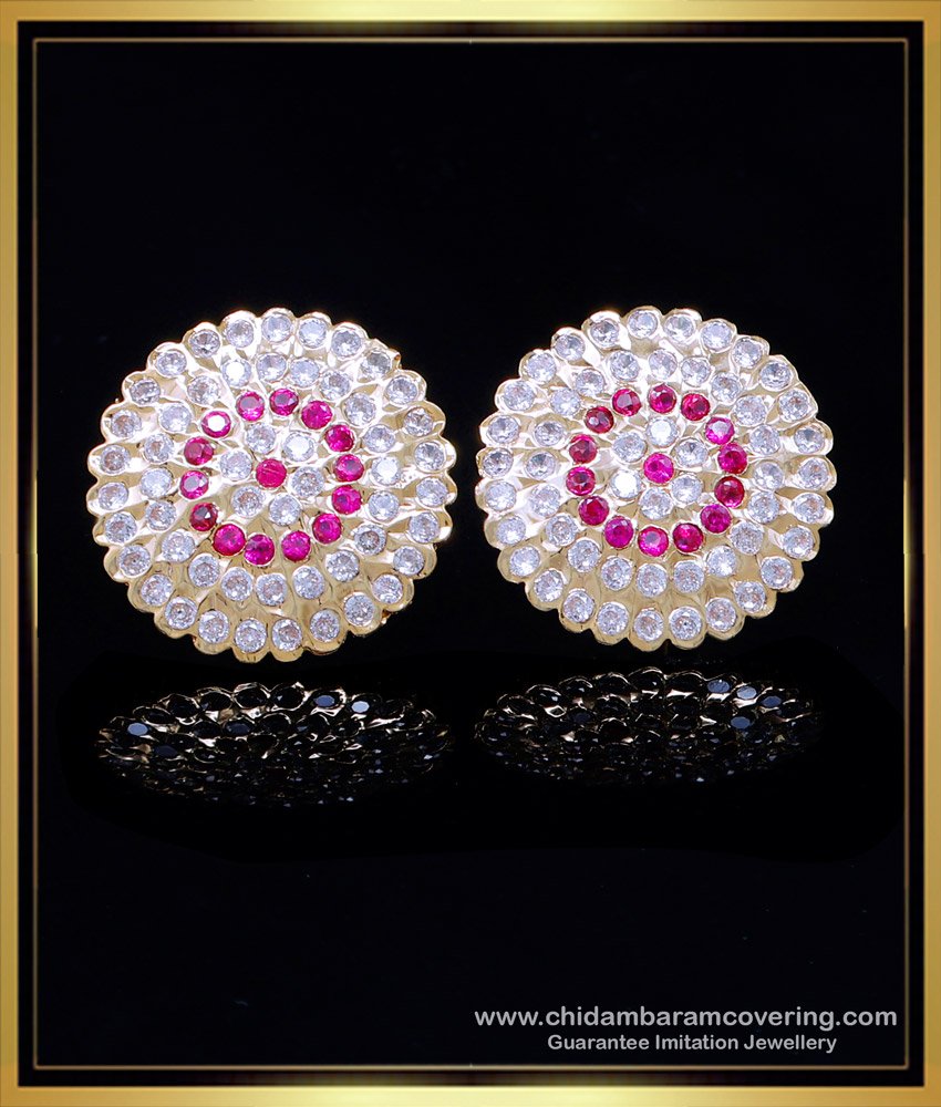 white stone stud earrings, impon earrings online shopping, impon stud earrings, gold stud earrings designs for daily use, impon stone earrings, stud earrings for women, yellow gold earrings for women, latest daily wear gold earrings designs, new design gold earrings for daily use