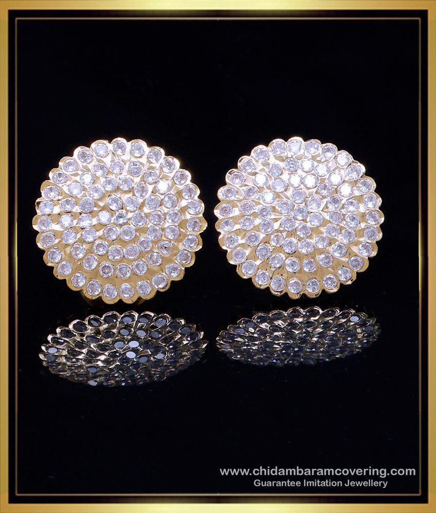 white stone stud earrings, impon earrings online shopping, impon stud earrings, gold stud earrings designs for daily use, impon stone earrings, stud earrings for women, yellow gold earrings for women, latest daily wear gold earrings designs, new design gold earrings for daily use