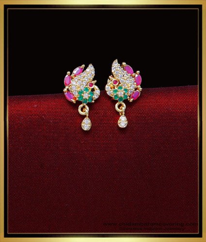 ERG2020 - 1 gram gold peacock design earrings design gold tops