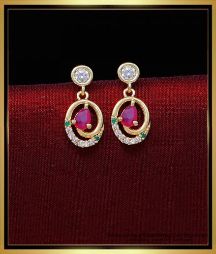 ERG2029 - Real Gold Look 1 Gram Gold Stone Earrings Artificial