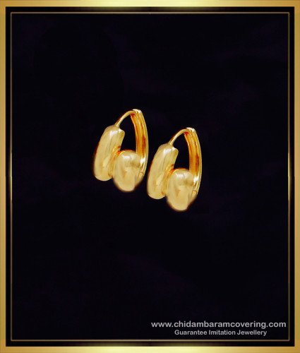 ERG2100 - 1 Gram Gold Plated Hoop Earrings New Model Gold Design