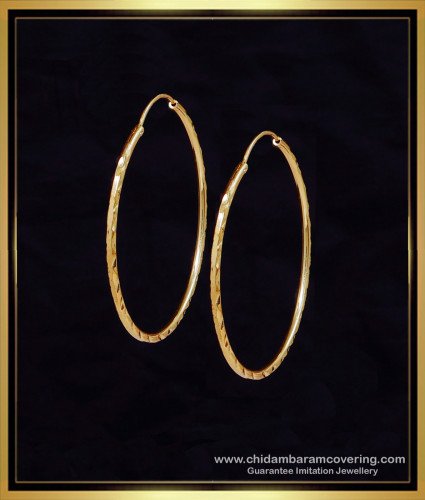 ERG2108 - Cute Big Light Weight Gold Round Hoop Earrings for Women