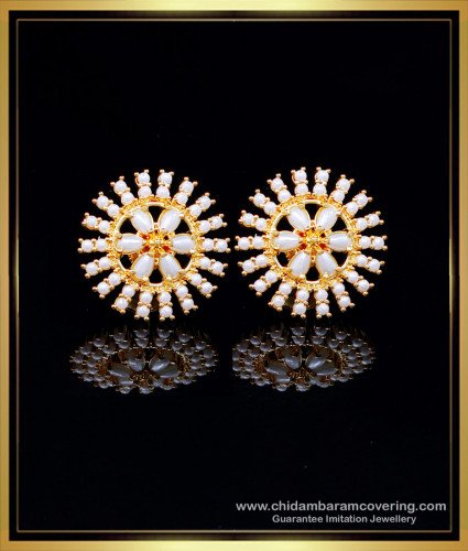 ERG2112 - Elegant Gold Plated Earrings Design Pearl Studs for Women