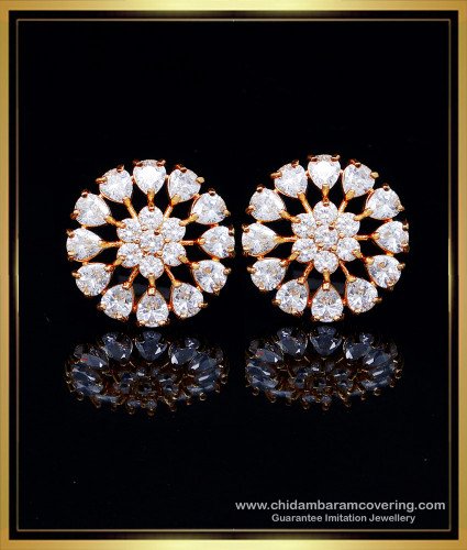 ERG2114 - Attractive Party Wear American Diamond Round Ear Studs