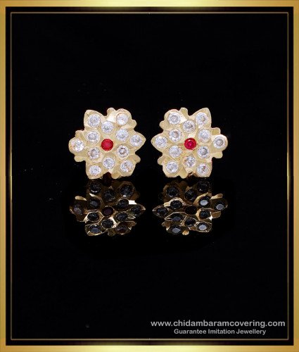 ERG2126 - Impon White Stone Daily Wear Stud Small Gold Earrings