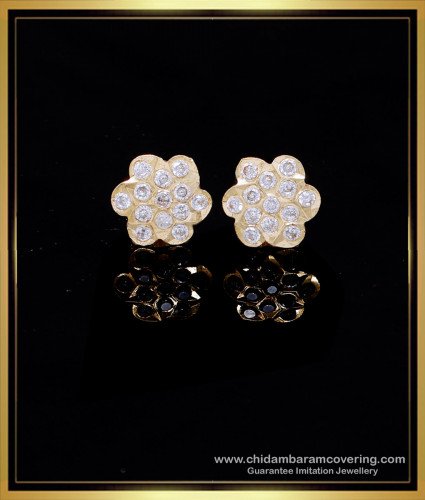 ERG2129 - Cute White Stone Impon Kammal Gold Plated Stud Earrings