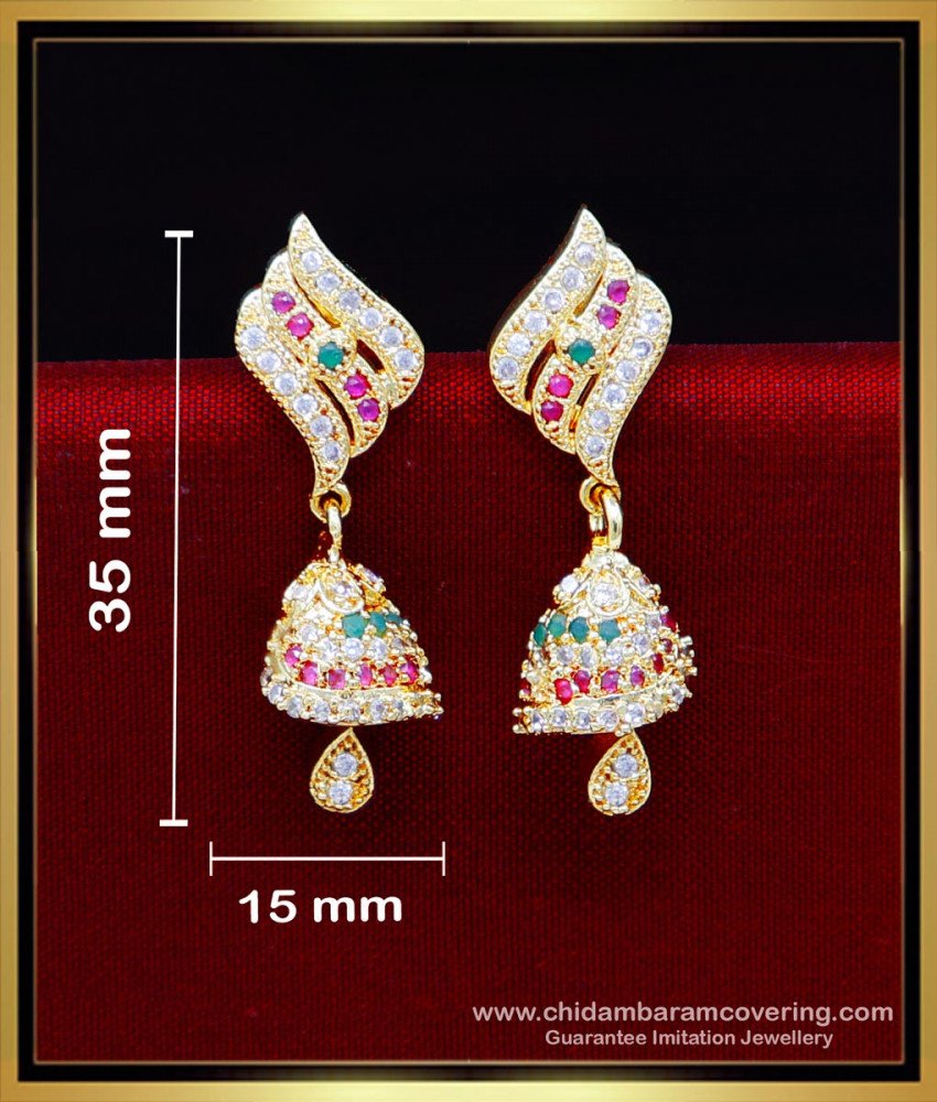 Ad stone jhumka earrings