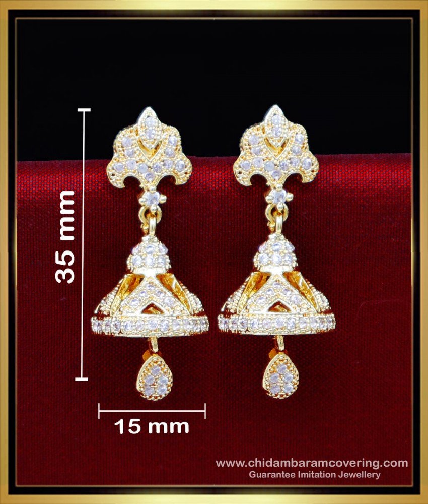 stone jhumka earrings gold