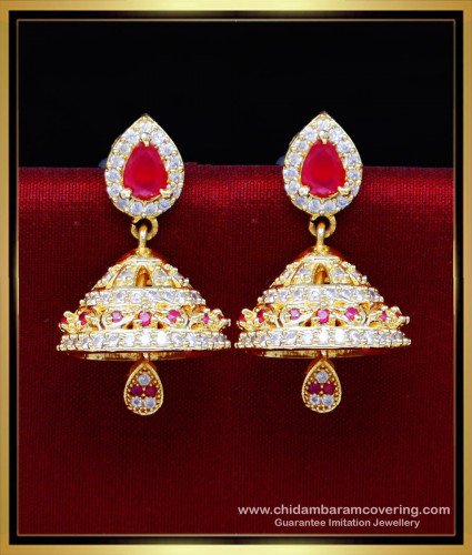 ERG2201 - Stone Jhumka Earrings Wedding Gold Earrings Design