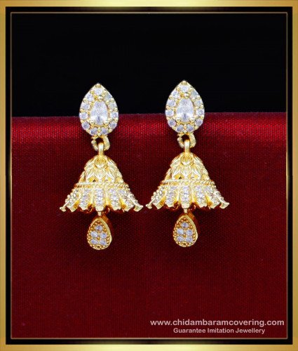 ERG2204 - Elegant White Stone Gold Wedding Earrings Design