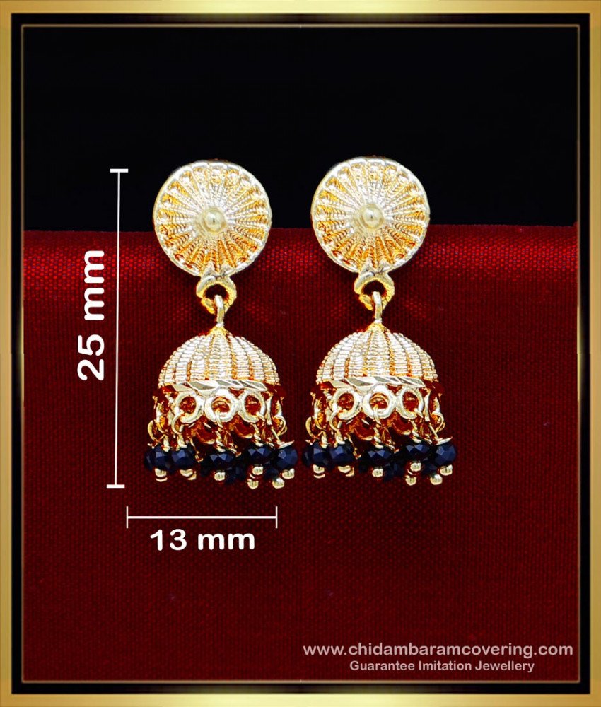 black beads gold jhumkas