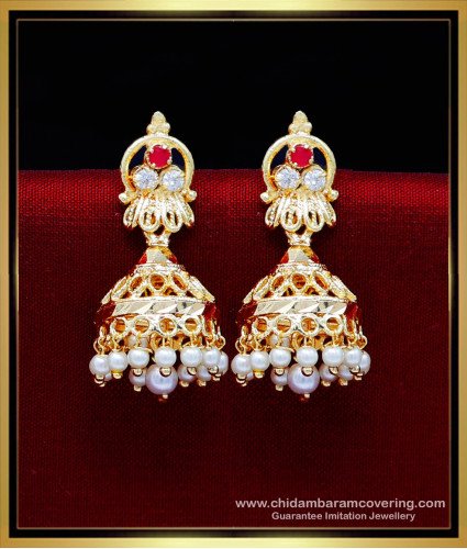 Erg2210 - Traditional Pearl Jhumkas Gold Model Buy Online Shopping