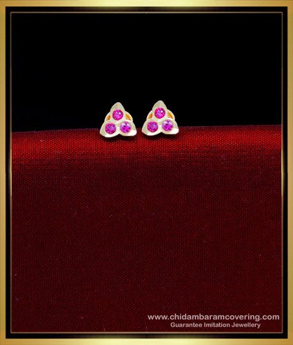 ERG2211 - Small Daily Wear Ruby Stone Impon Earrings Online