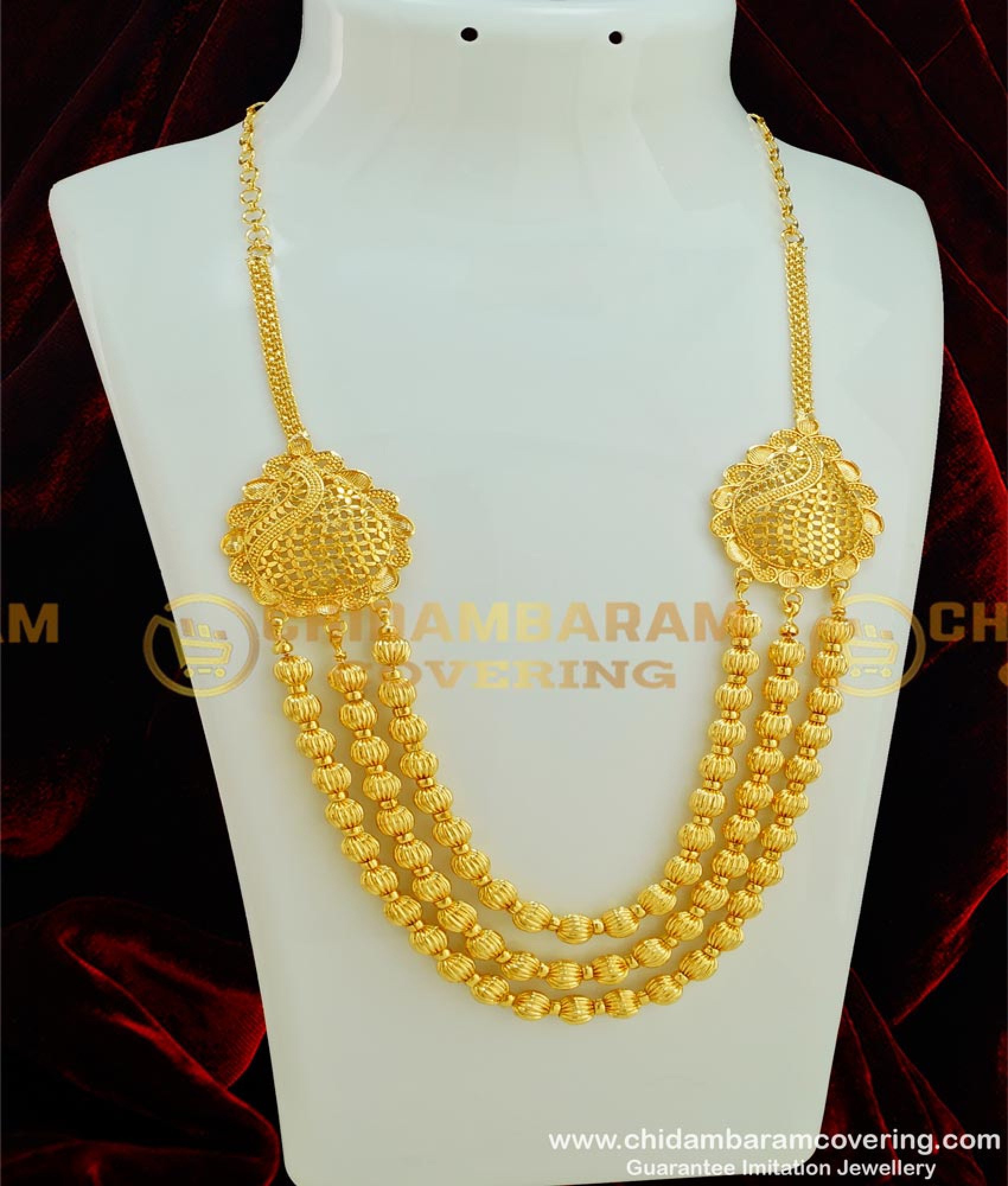Buy Trendy Gold Balls 3 Layer Designer Short Haram Bridal Jewelry for ...
