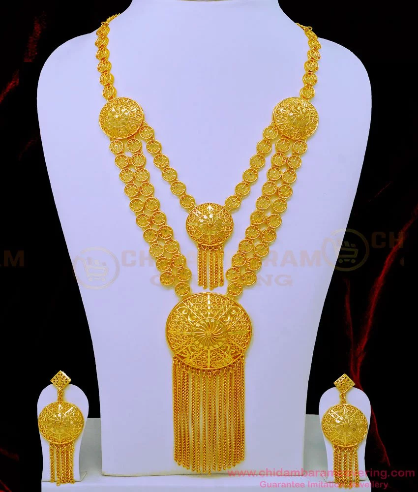hrm737 traditional arabic jewelry bridal wear 2 line modern gold haram set for wedding 1