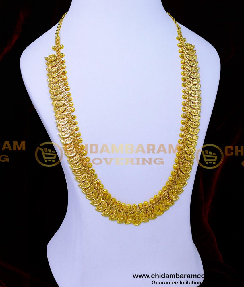 gold covering jewellery, gold plated jewellery, one gram gold jewelry near me, 1gm gold plated jewellery, long haram design, long haram designs gold, coin mala designs, coin mala gold, traditional kasu mala designs, simple kasu mala designs, lakshmi kasu malai, gold kasulaperu,