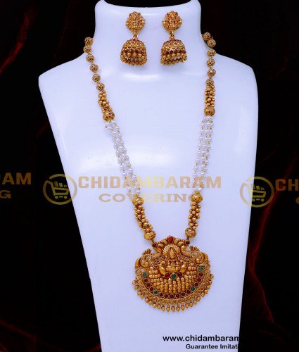 HRM1034 - Festive Wear Long Chain Antique Jewellery Temple Design