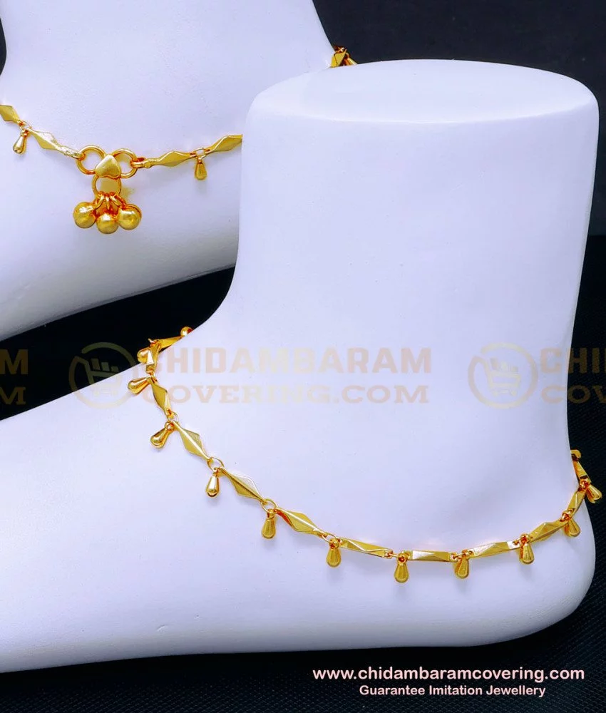 Simple gold anklet on sale designs