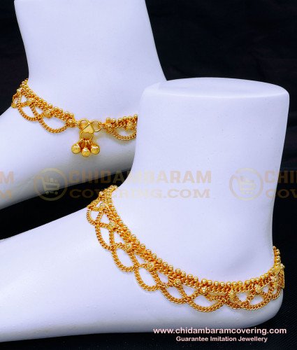 ANK129 - 10 Inch Traditional Hanging Chain Gold Anklet Designs Online