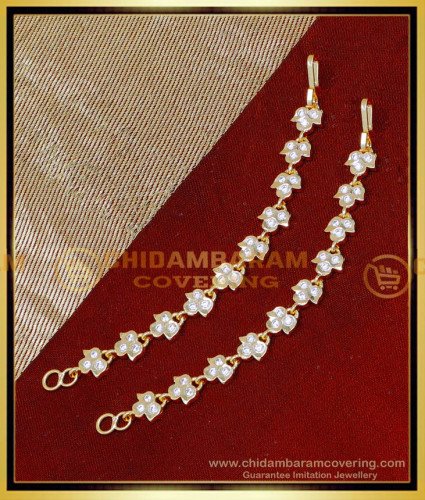 MAT275 - Attractive White Stone Ear Chain Designs Gold Model