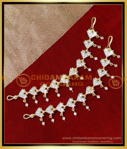 MAT280 - Wedding Impon Jewellery White Stone Side Gold Mati Designs