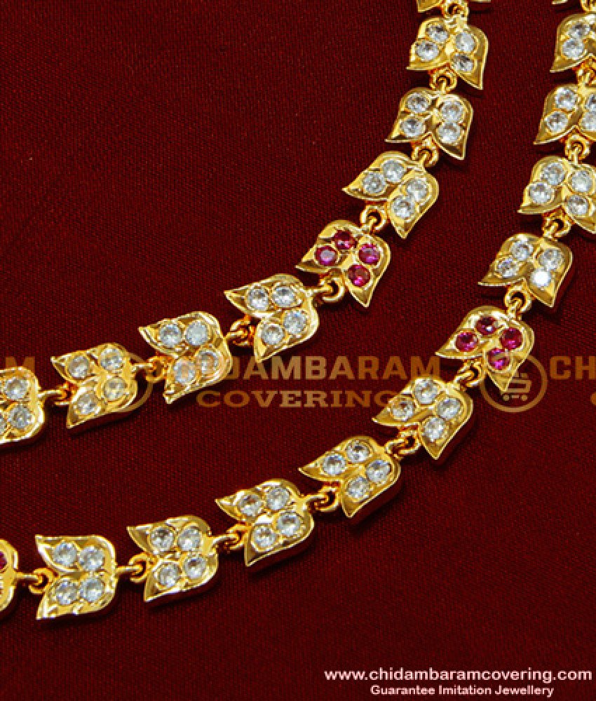 MAT59 - Attractive Leaf Design Impon Stone Maatal Bridal Wear Gold Matilu Design for Wedding