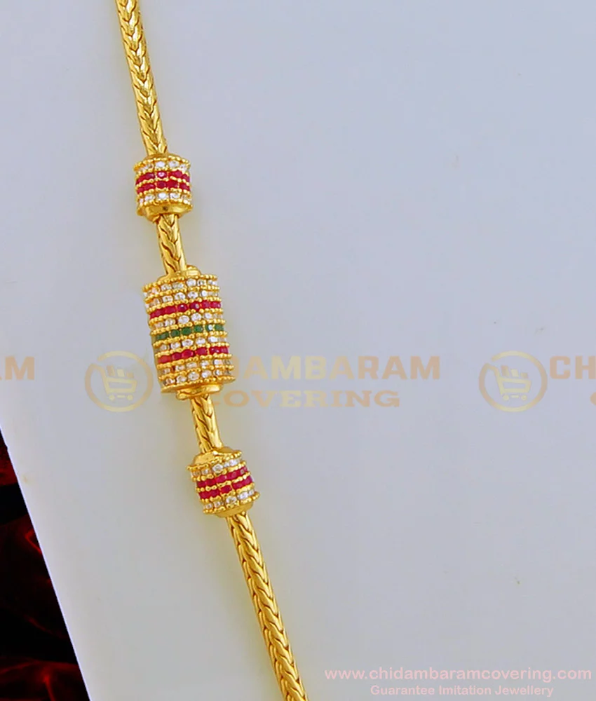 Buy 30 Inches Unique Collection Thali Chain Tri Colour Stone ...