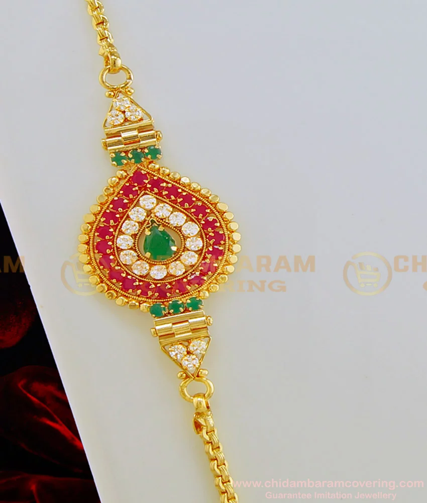Buy New Fashion Jewelry South Indian Multi Stone Big Mugappu Chain ...