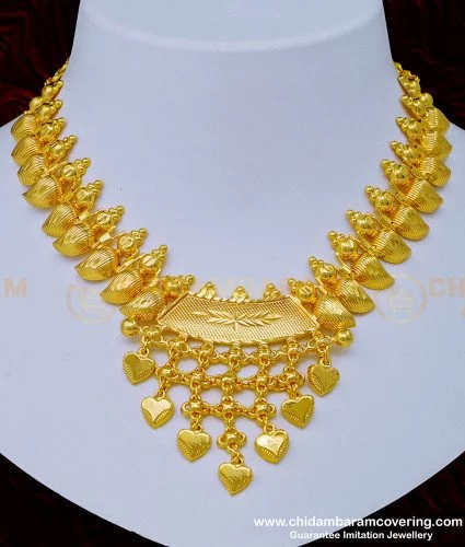 Gold Finish Light Weight Necklace - South Indian Temple Jewellery | Arjunazz
