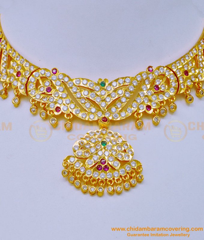 Buy South Indian Gold Plated Jewellery Simple Impon Attigai Necklace ...