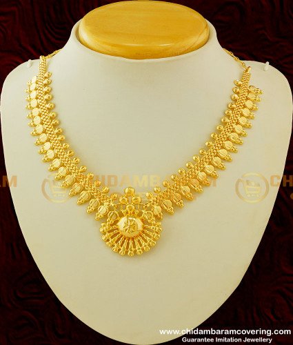 NLC268 - Kerala Gold Inspired Light Weight Necklace Bridal Jewelry Online