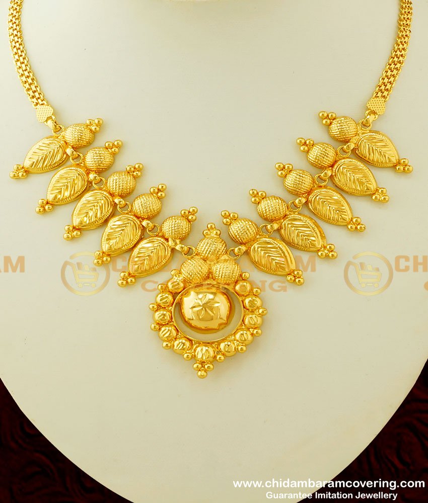 NLC321 - Simple Light Weight Kerala Gold Necklace Designs One Gram Gold Kerala Necklace Designs Online