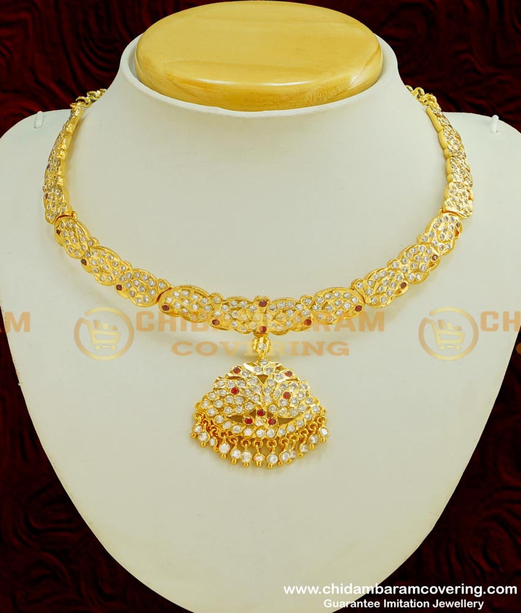 Buy Getti Metal Gold Attigai Full Mango Design with Double Side Swan ...