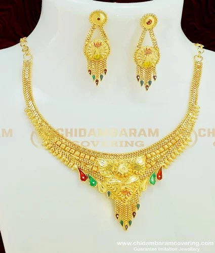 nlc379 marriage bridal gold necklace design gold forming necklace imitation jewellery 360 1