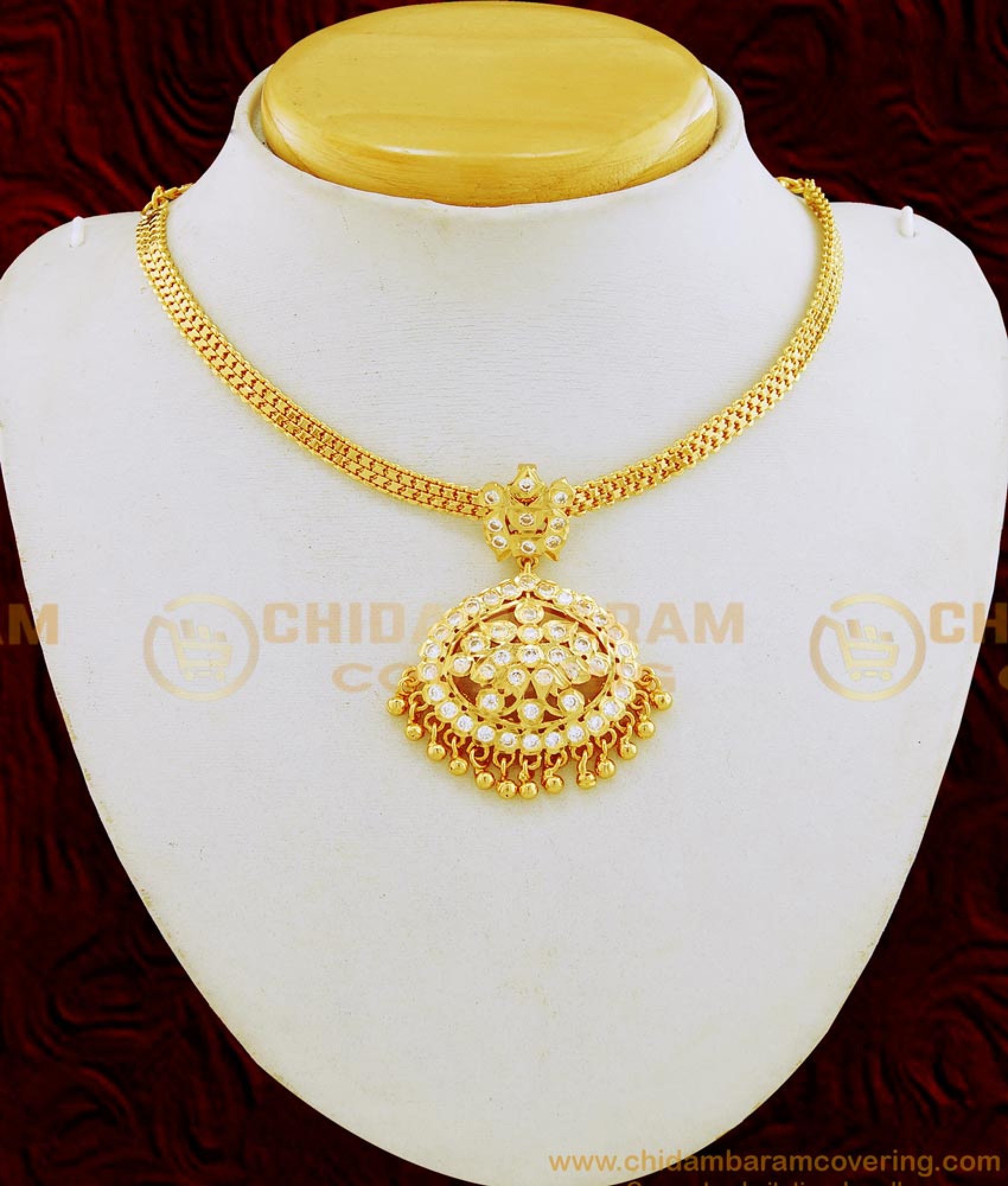 Buy Panchaloha Gold Plated Full White Stone Five Metal Impon Attigai ...