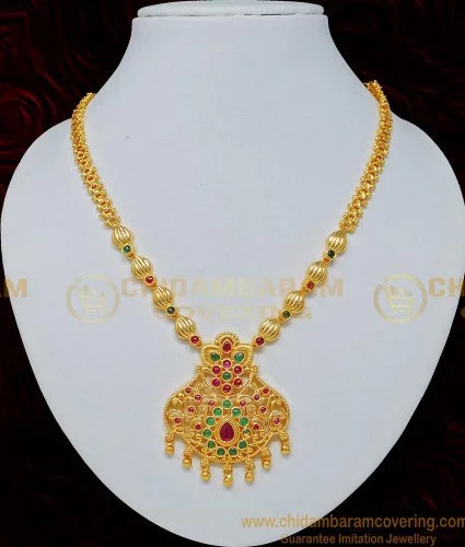 1 Gram Gold Long Haram Online Shopping — Fancy 1 Gram Gold Jewellery Long  Haram Set | by Maryrichard | Medium