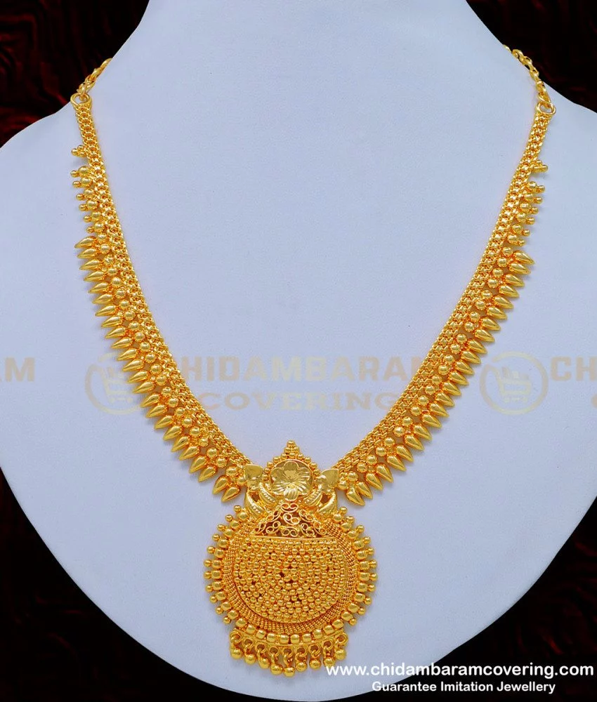 Buy 1 Gram Gold Mullaipoo Design Necklace with Dollar Plain ...