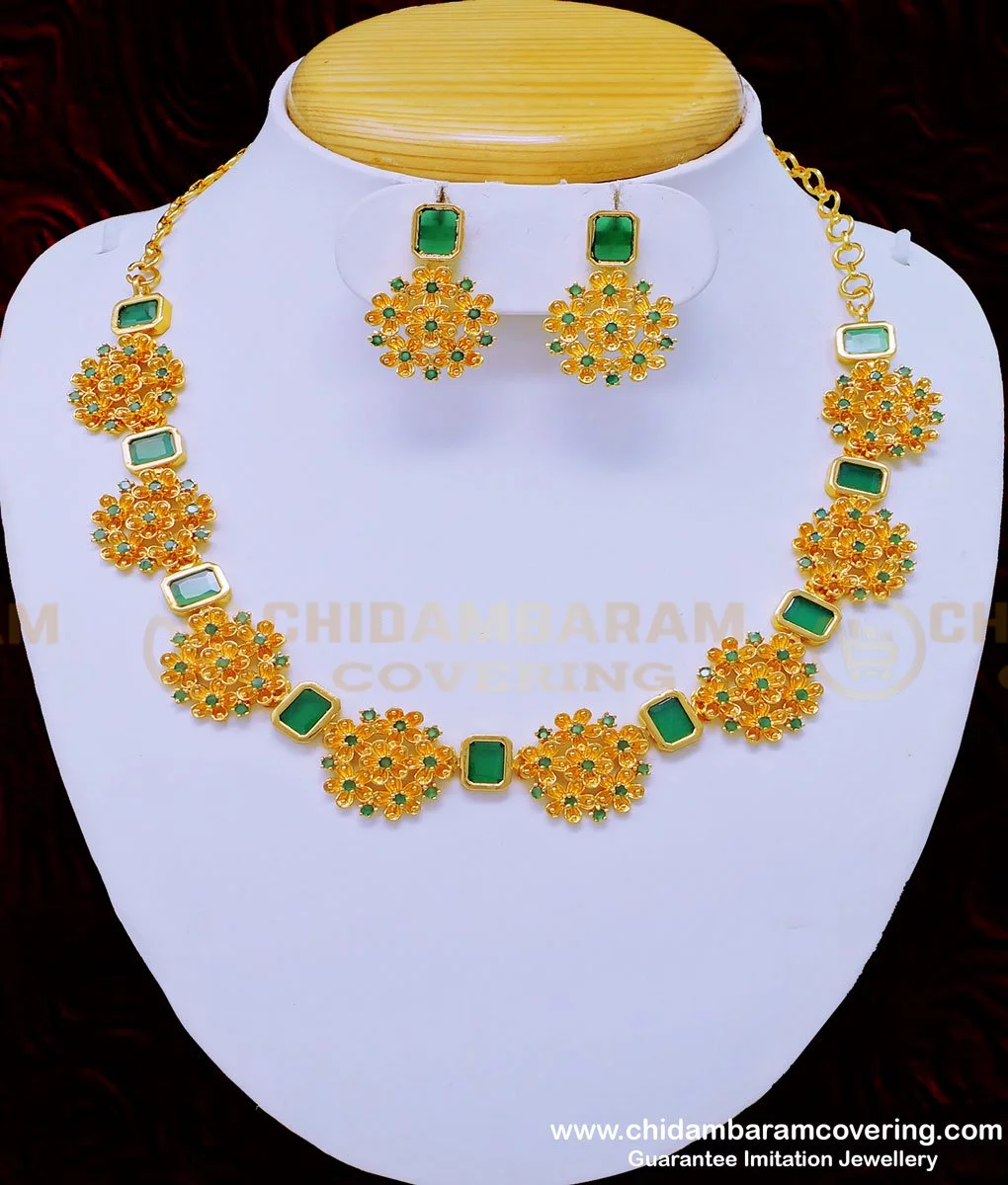 Green stone deals artificial jewellery