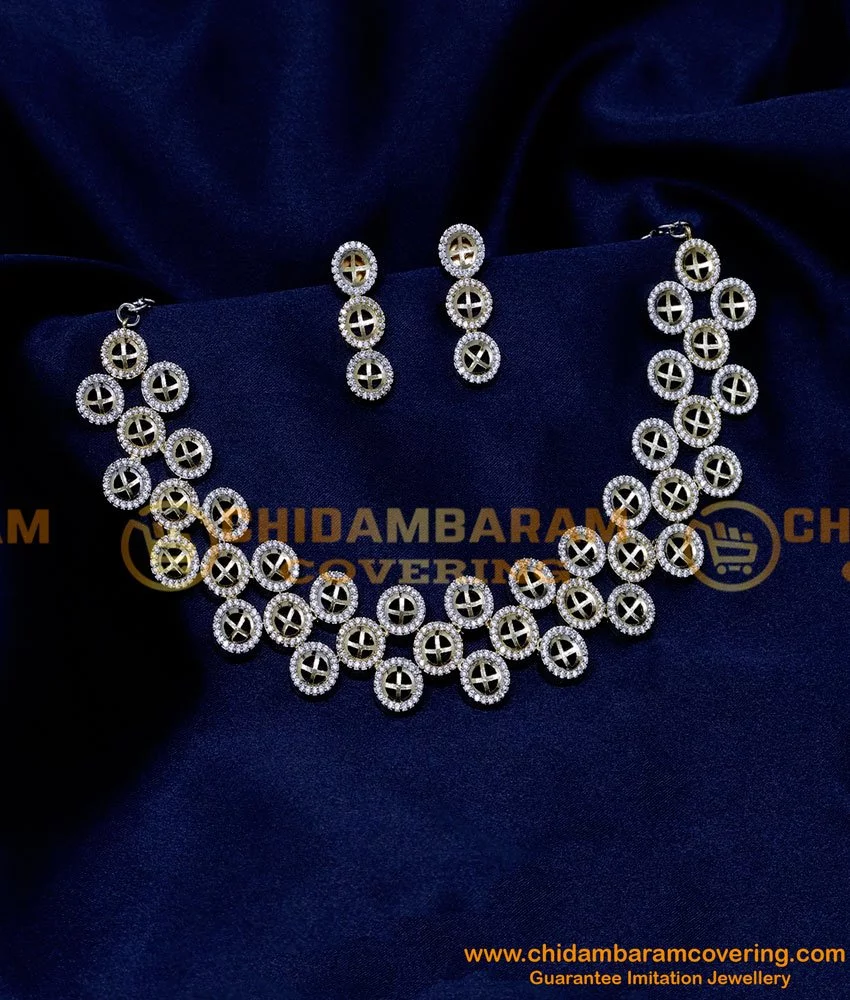 American Diamond Studded Choker Necklace Set : JDF157