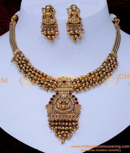 NLC1448 - Trendy Beads Antique Jewellery Set Gold for Wedding