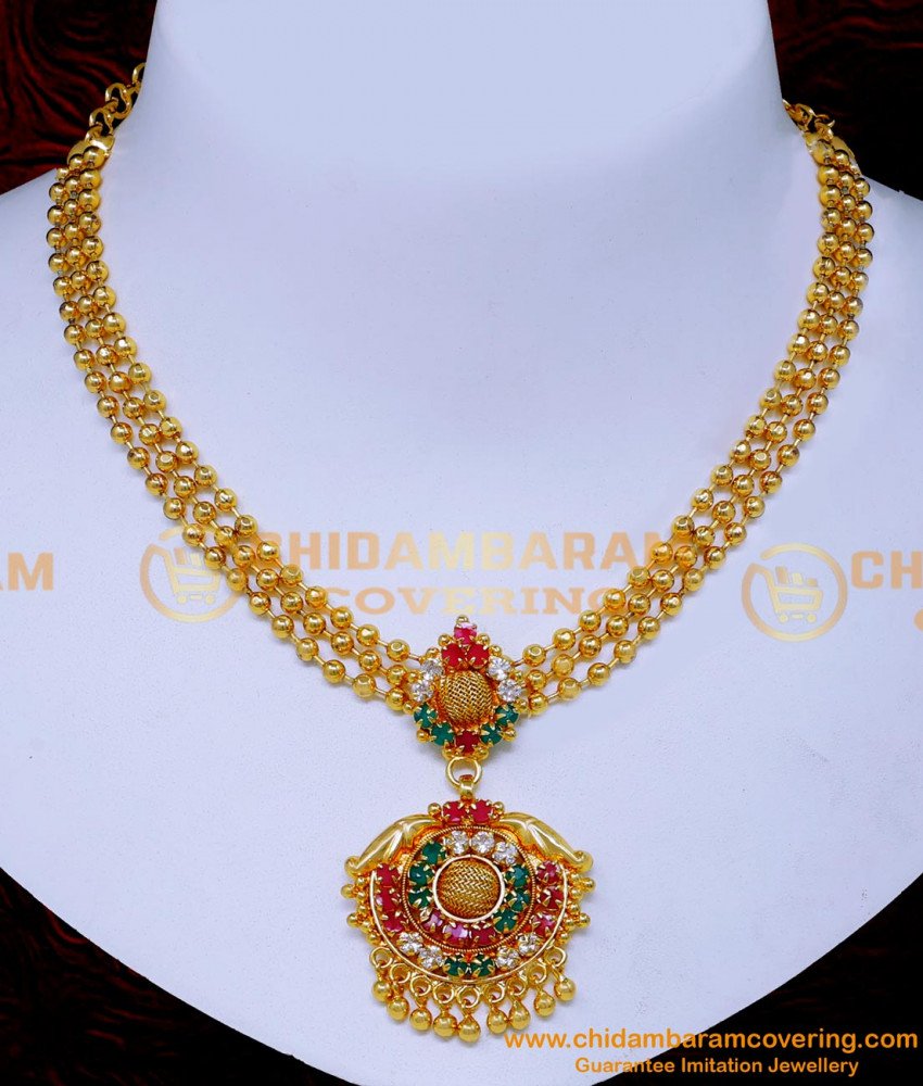 Necklace designs simple, Necklace designs New model, Necklace designs simple with price, Gold Plated Necklace for wedding, gold plated jewellery with guarantee, 3 line necklace, 3 Layer Gold Necklace with price, Three line Necklace Designs ,covering necklace