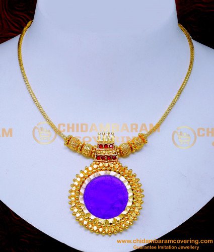 Nlc1468 - Traditional Blue Palakka Mala Kerala Jewellery Online