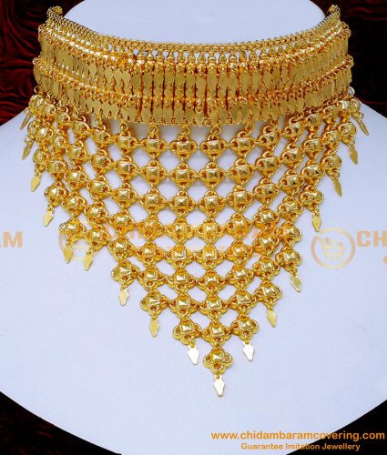 NLC1479 - Bridal Wedding Jewellery Elakkathali Choker Gold Design