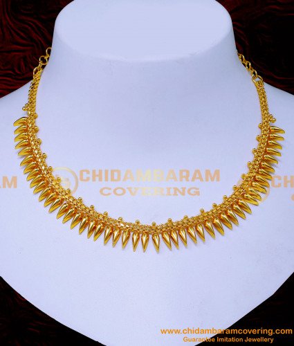 NLC1485 - Simple Wedding Gold Necklace Designs Mullamottu Mala